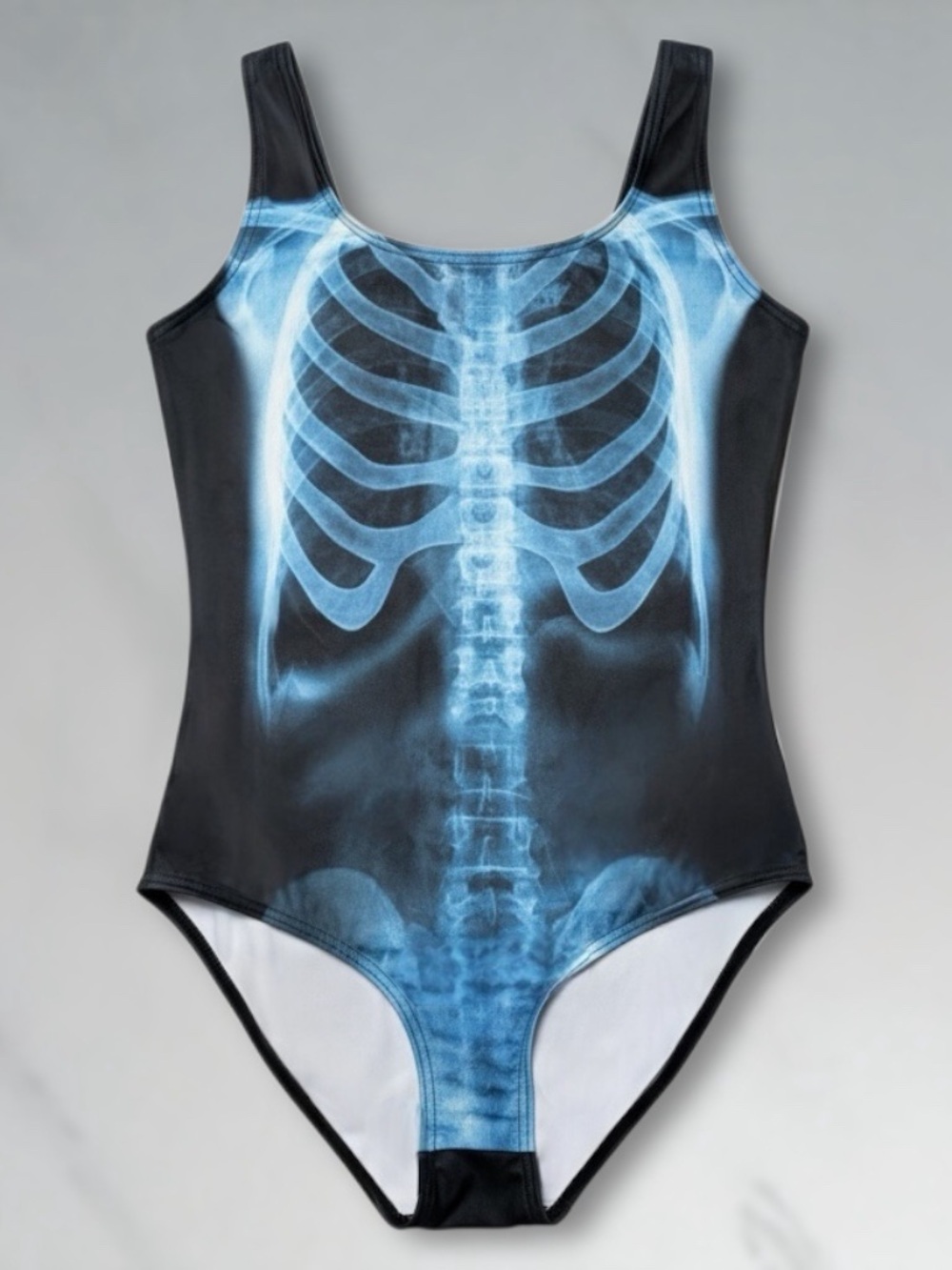 BlackMilk Very Rare Black and Blue Ribs X-Ray One-Piece Swimsuit - L - Picture 2 of 5